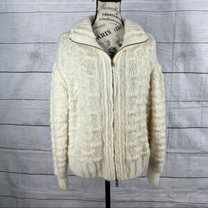 See by Chloe Alpaca Wool Zip Knit Sweater size medium cream and tan